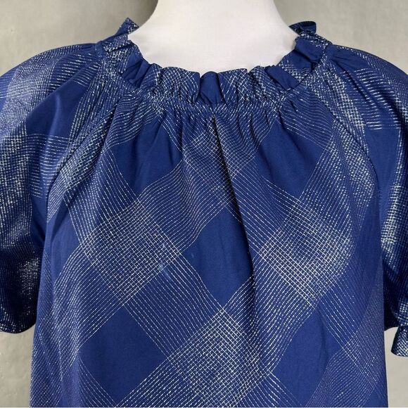 Hill House Dress Katherine Nap Navy Glitter Check Puff Sleeve Mini Shift - Picture 6 of 8